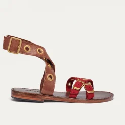 Cheap Claris Virot Laurette Sandals Burgundy Chocolate Leather And Suede