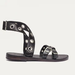 New Claris Virot Laurette Sandals Black Python