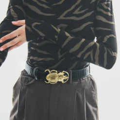 Discount Claris Virot Leather Belt Black Python