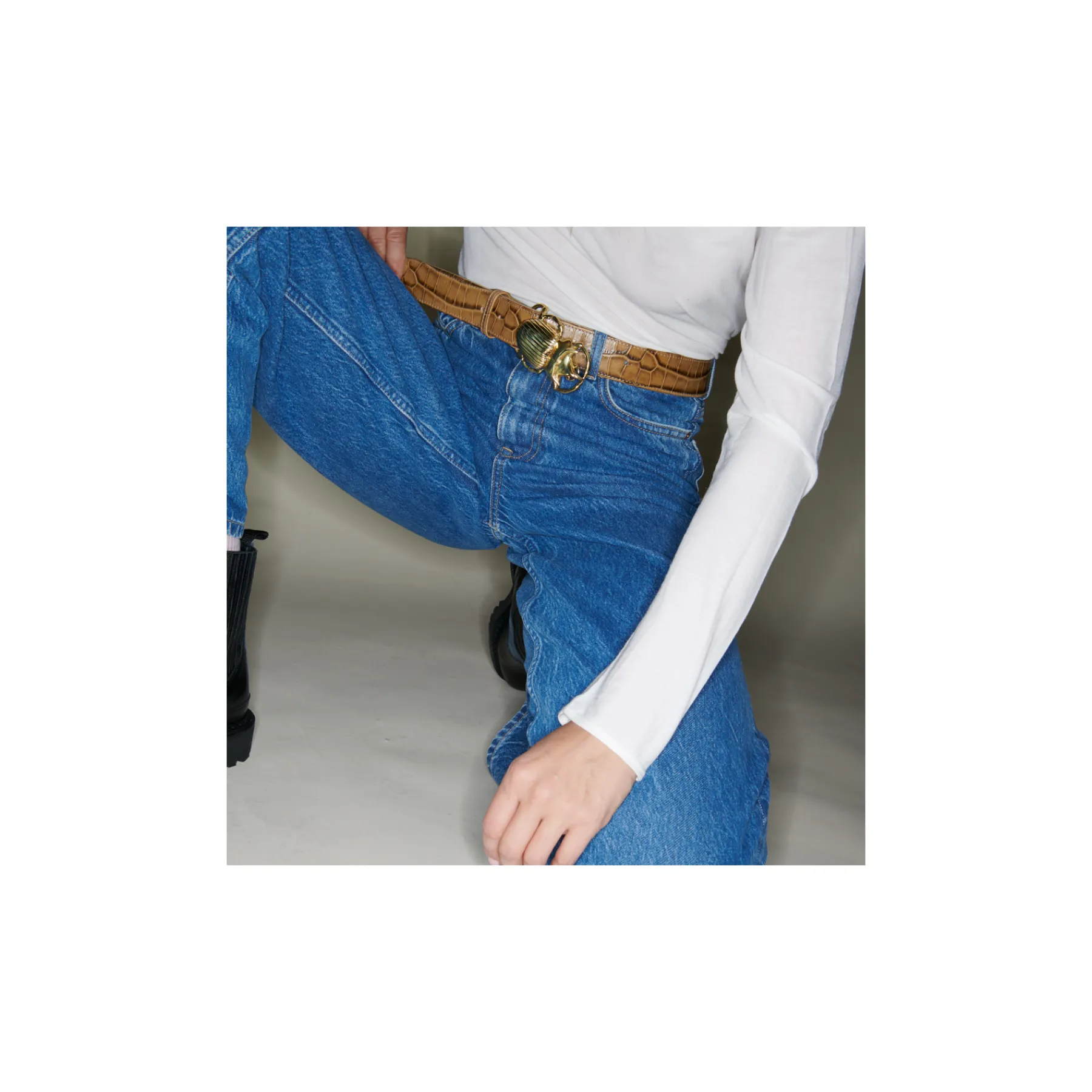 Cheap Claris Virot Leather Belt Tobacco Leather