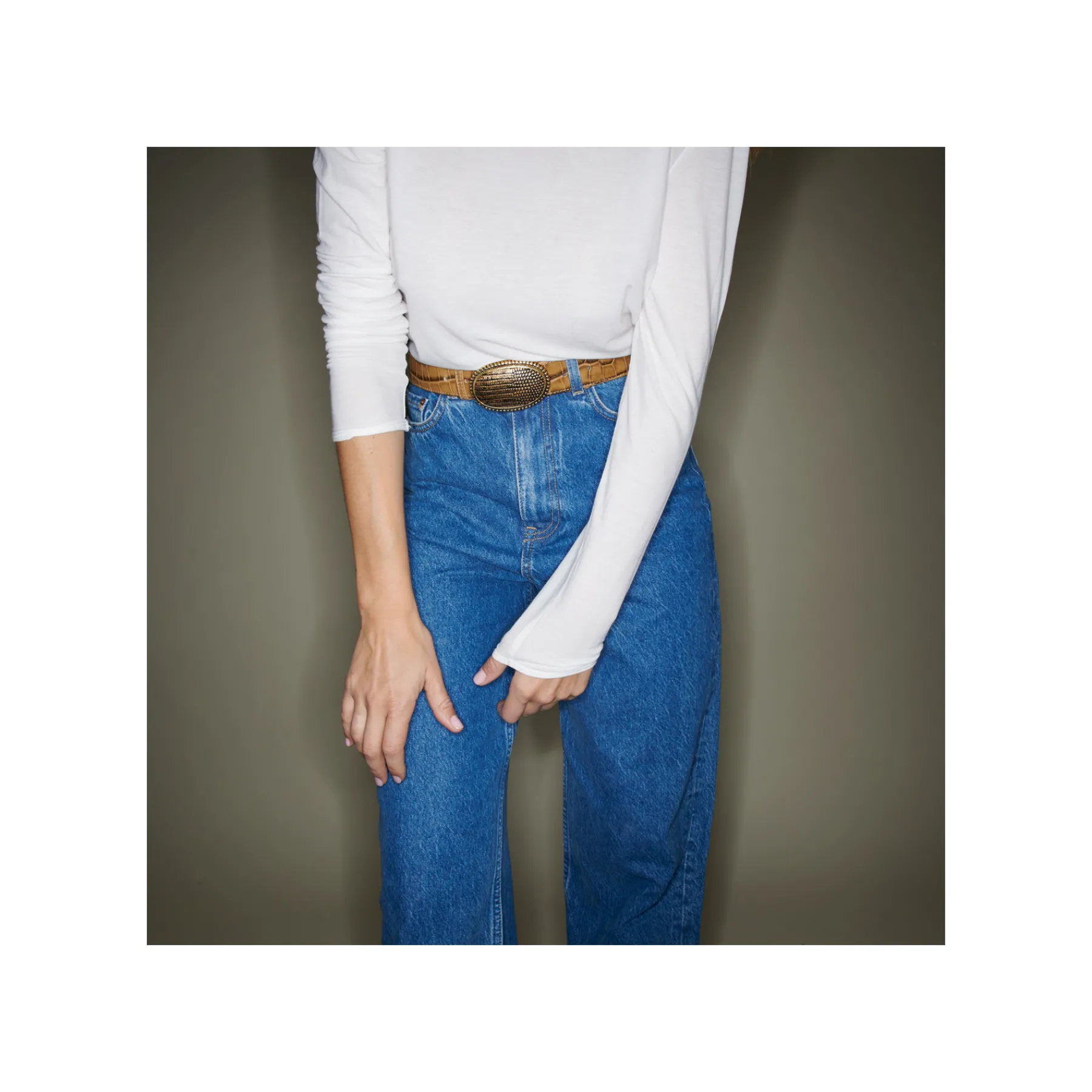 Cheap Claris Virot Leather Belt Tobacco Leather
