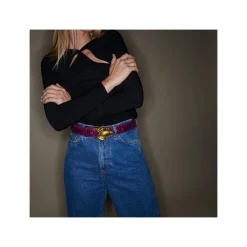 Flash Sale Claris Virot Leather Belt Violet Python