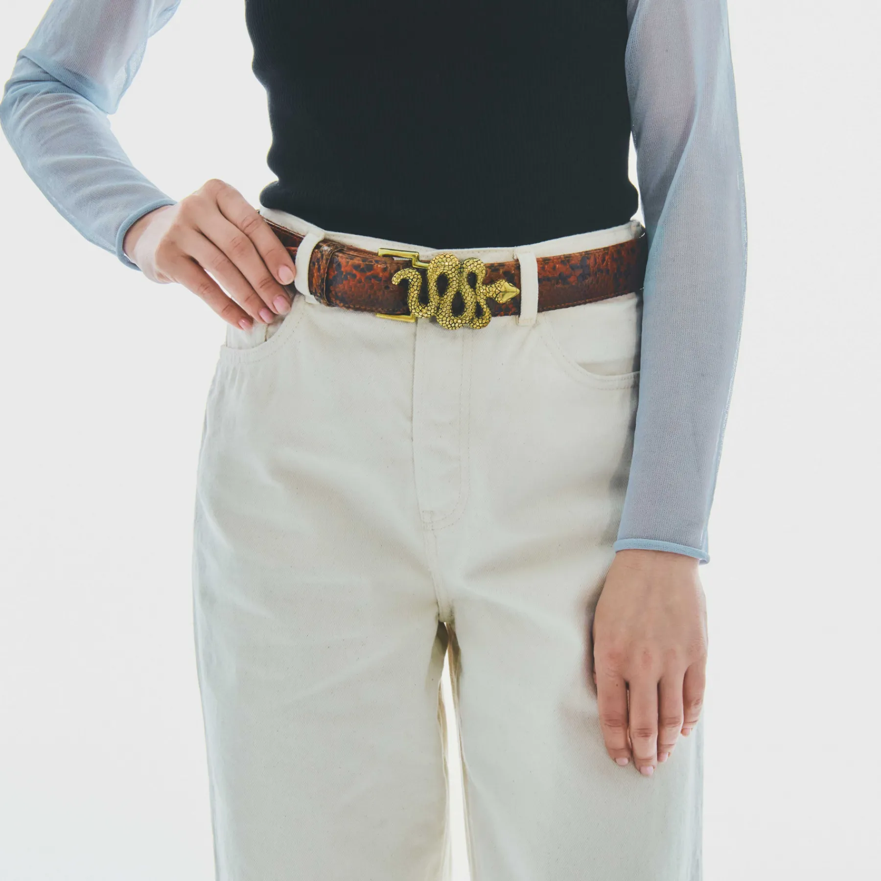 Clearance Claris Virot Leather Belt Moka Python