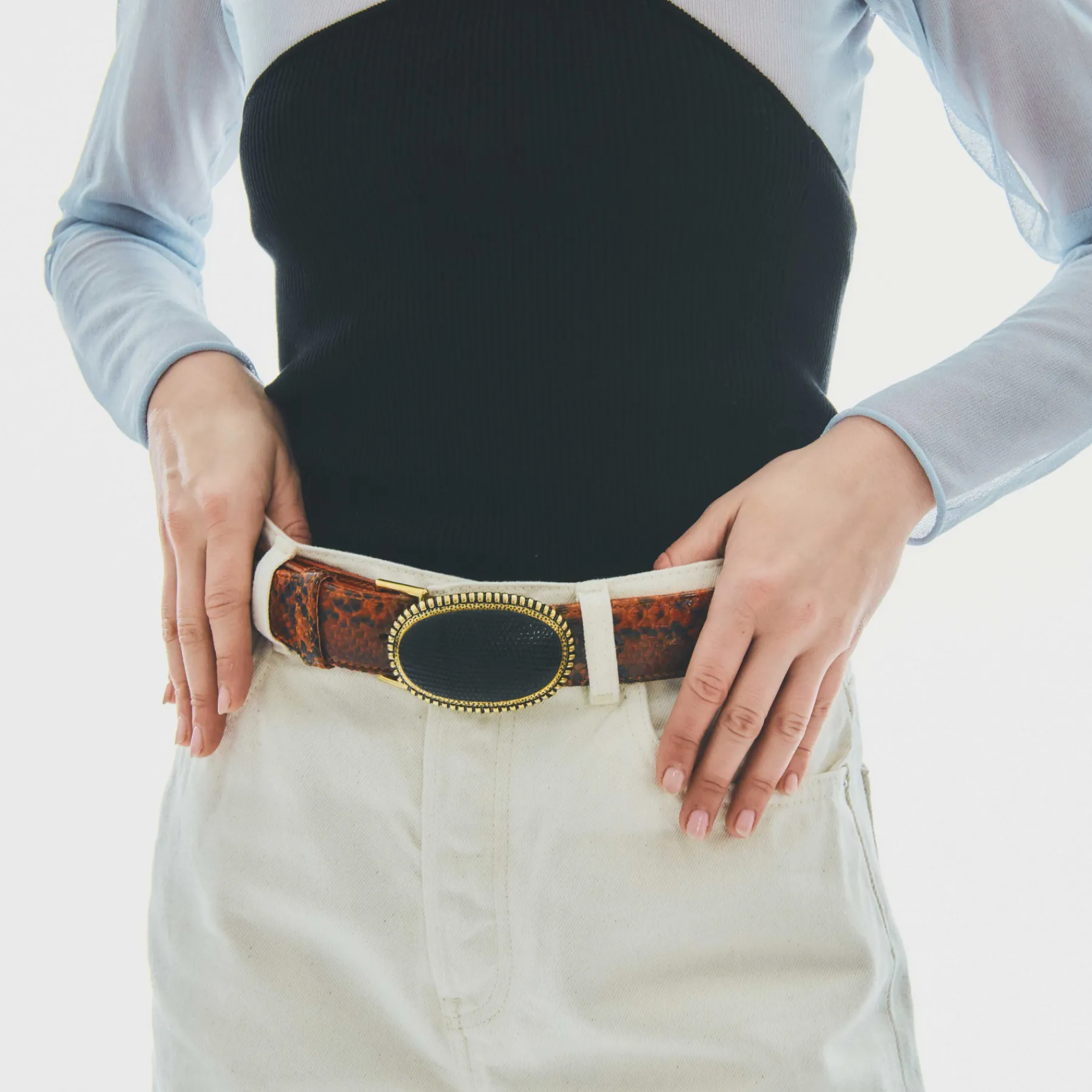 Clearance Claris Virot Leather Belt Moka Python
