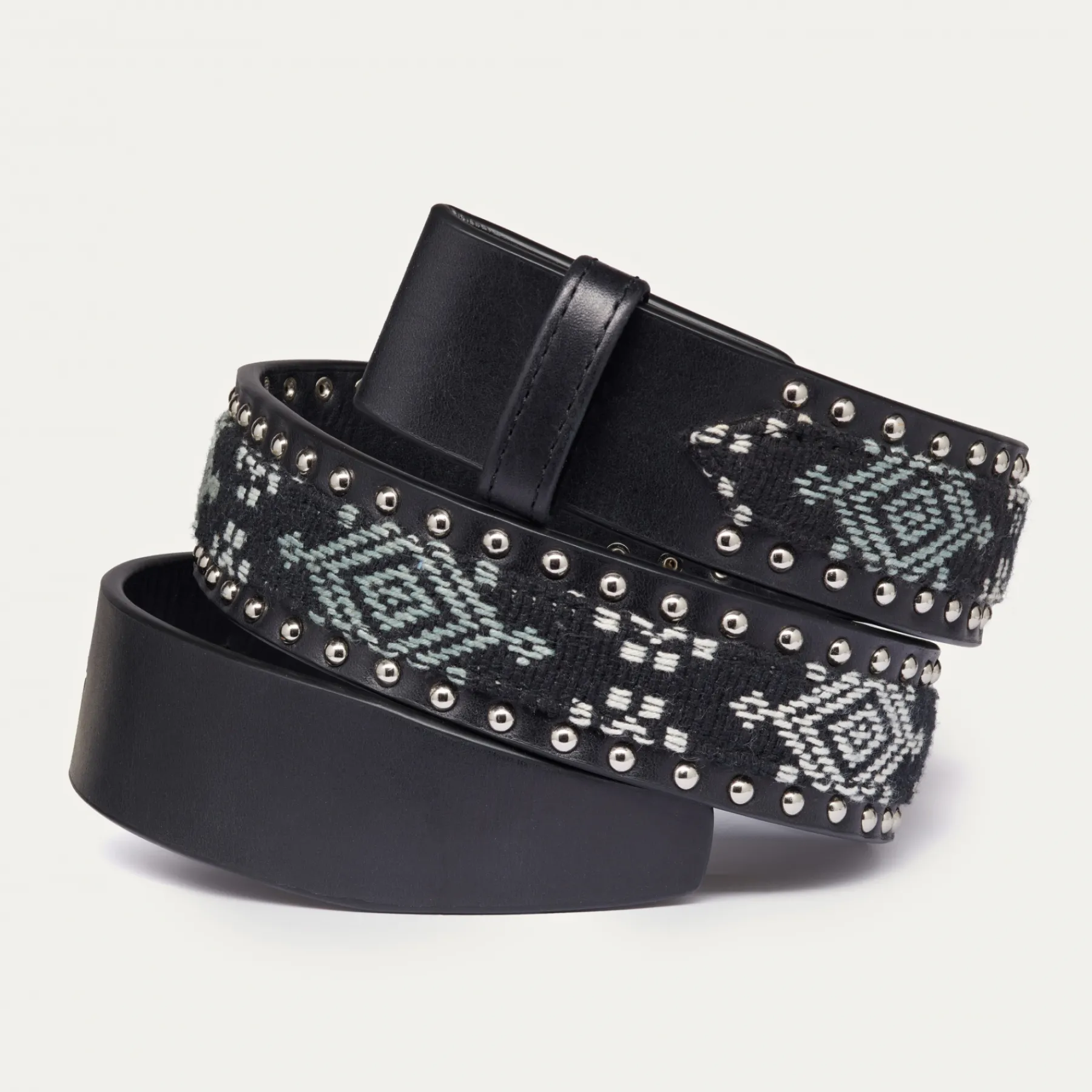 New Claris Virot Leather Belt Black Leather And Sumba Fabric