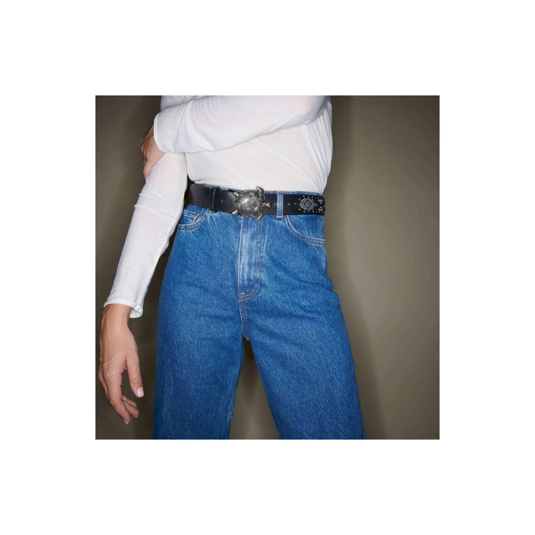 New Claris Virot Leather Belt Black Leather And Sumba Fabric