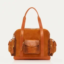 Discount Claris Virot Leo Bag Caramel Kocha Lizard