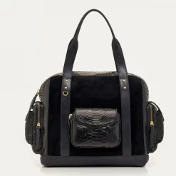 Shop Claris Virot Leo Bag Black Python