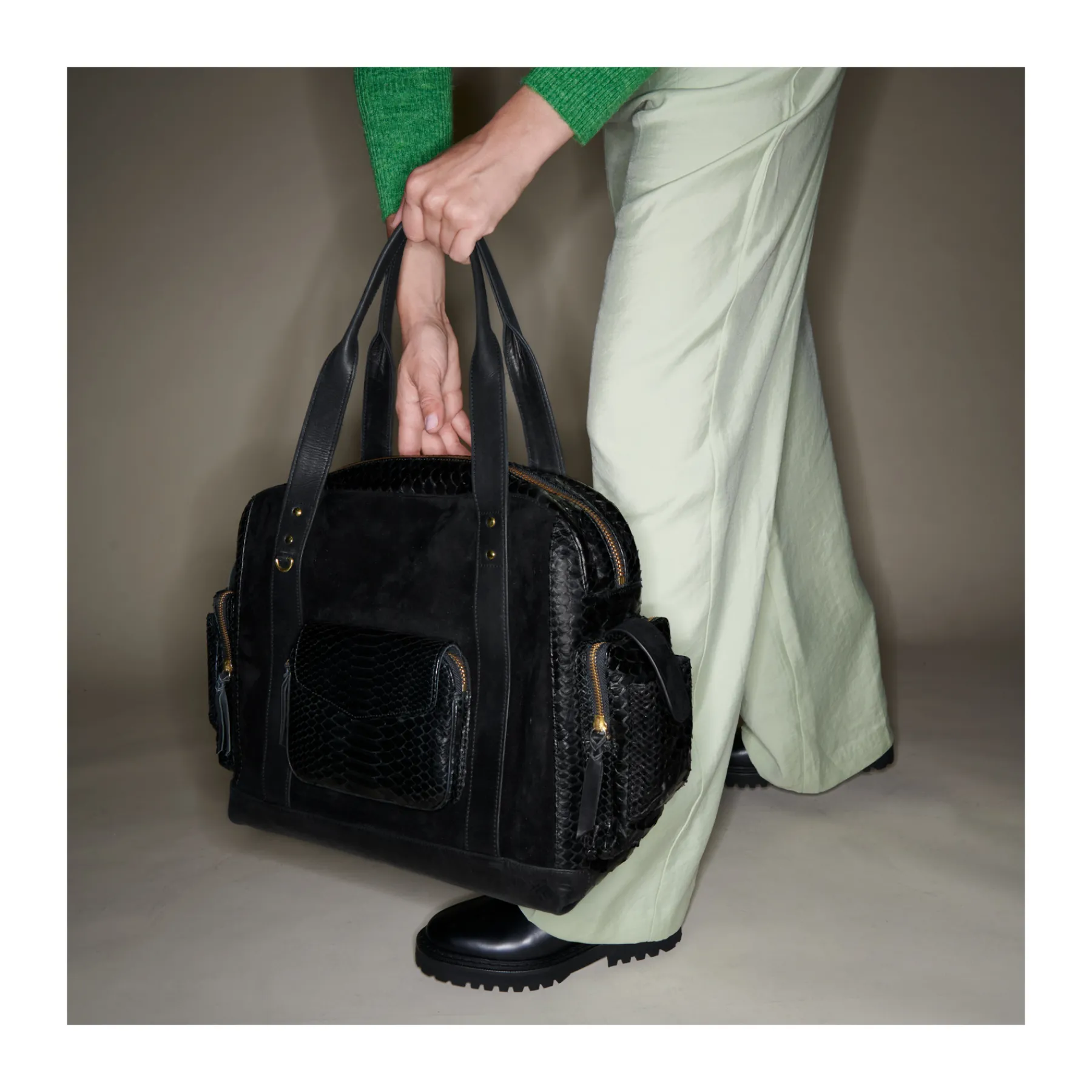 Shop Claris Virot Leo Bag Black Python