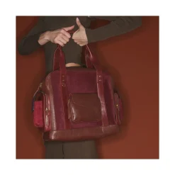 Shop Claris Virot Leo Bag Bark And Hot Wine Leathers