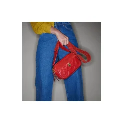 Outlet Claris Virot Lily Bag Vermilion Leather And Suede