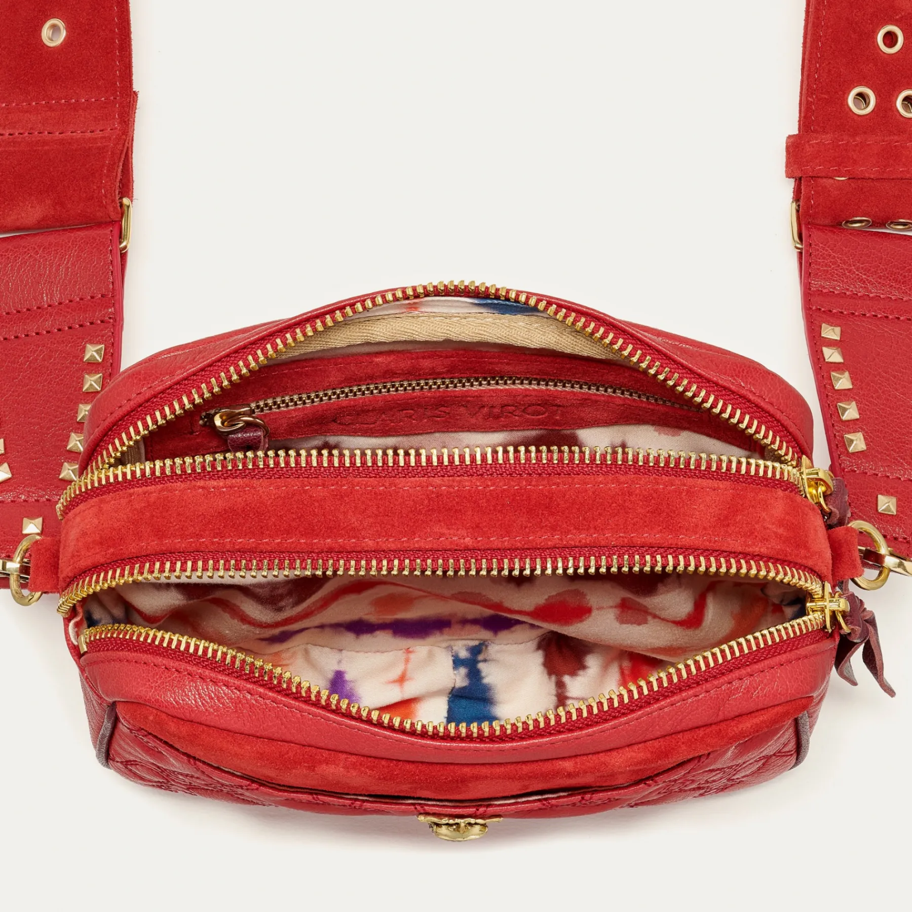 Outlet Claris Virot Lily Bag Vermilion Leather And Suede