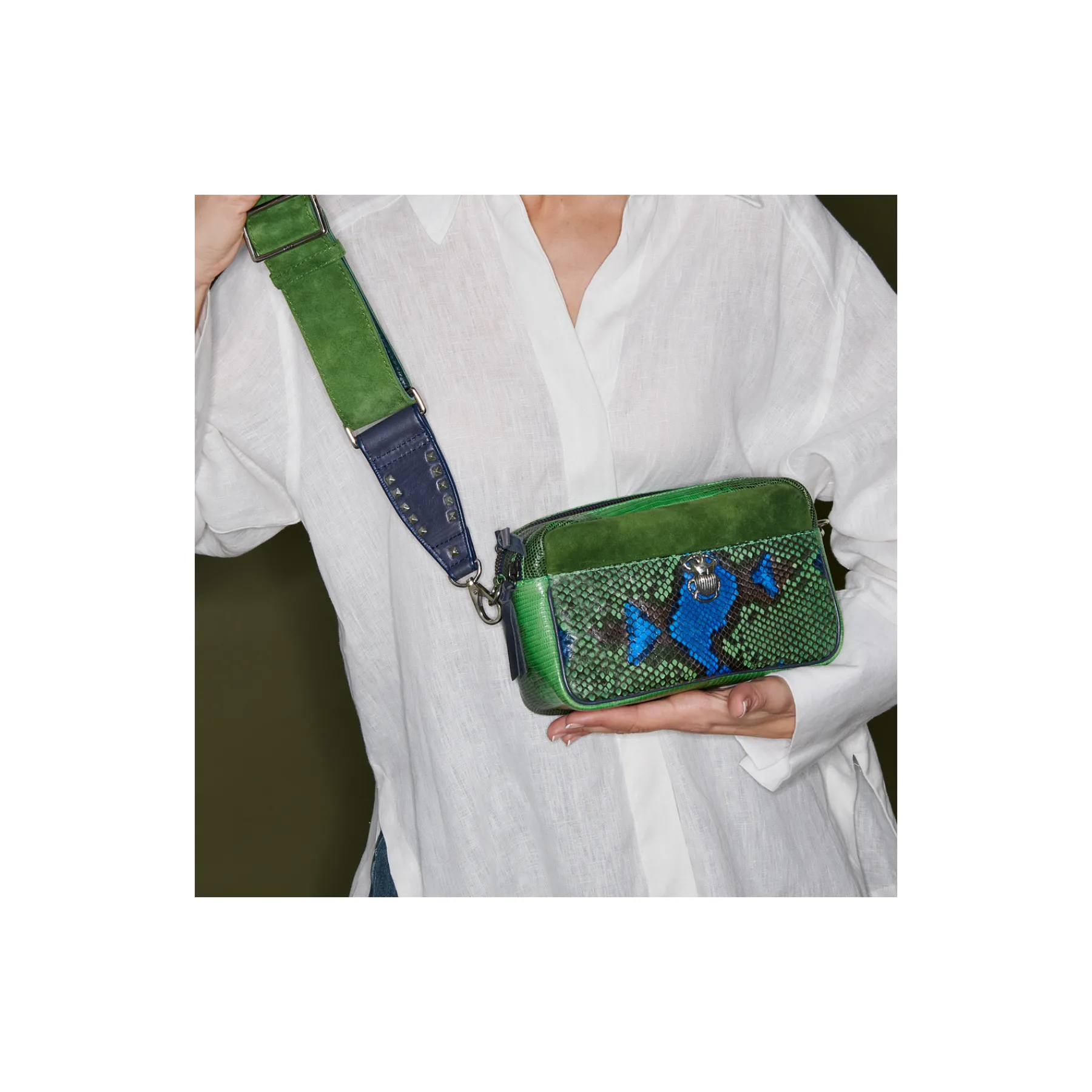 Best Sale Claris Virot Lily Bag Green Blue Water Lily Python