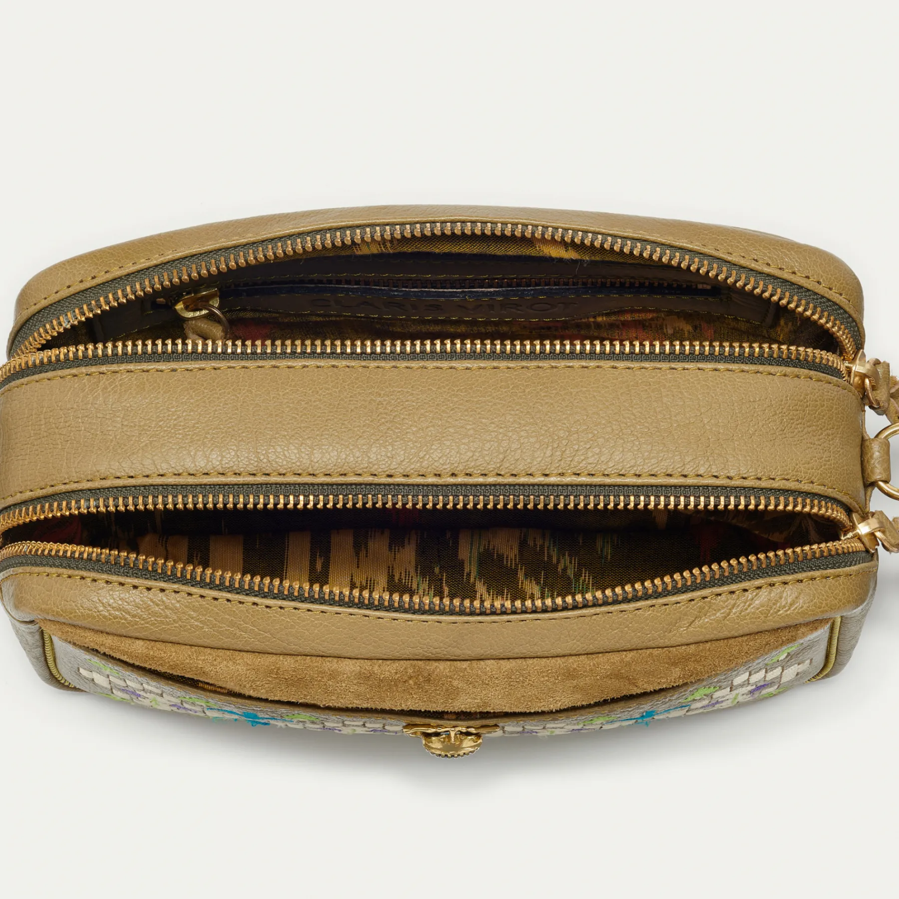 Outlet Claris Virot Lily Bag Olive Leathers Embroidered