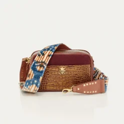 Fashion Claris Virot Lily Bag Metallic Bark Embossed Croco Leather