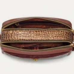 Fashion Claris Virot Lily Bag Metallic Bark Embossed Croco Leather