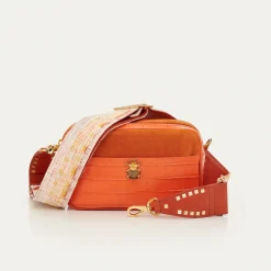 Best Sale Claris Virot Lily Bag Orange Koi Embossed Croco Leather
