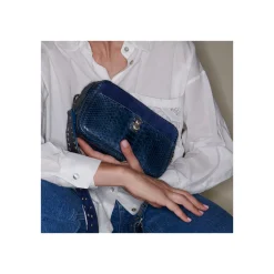 New Claris Virot Lily Bag Navy Python