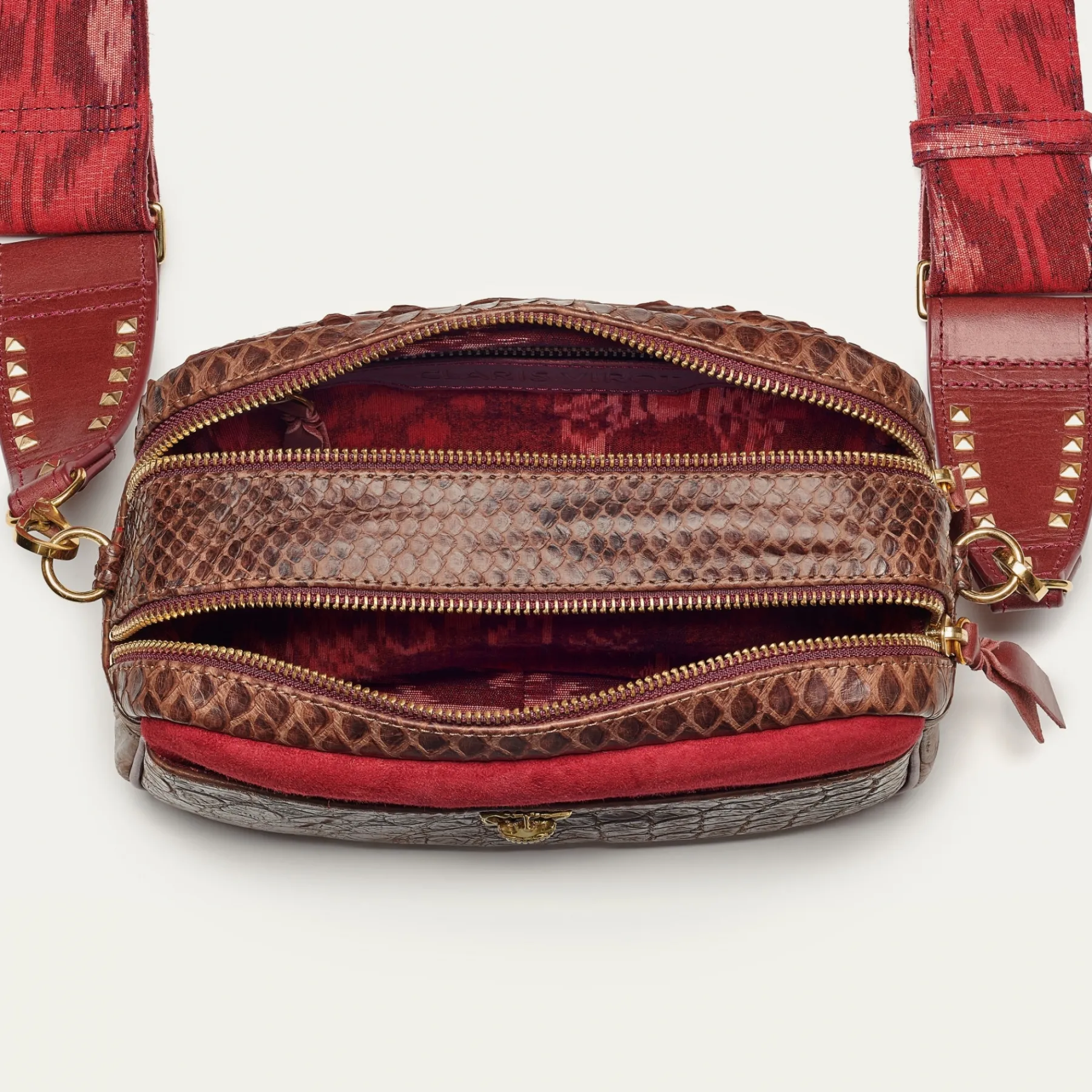 Shop Claris Virot Lily Bag Chocolate Python And Croco