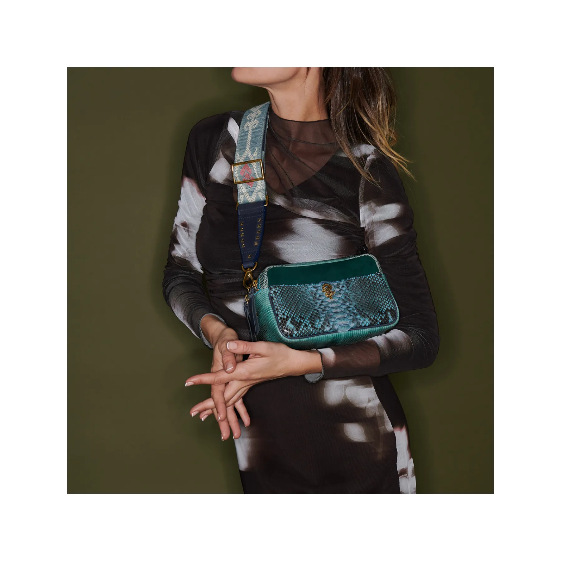 Cheap Claris Virot Lily Bag Blue Lagoon Python