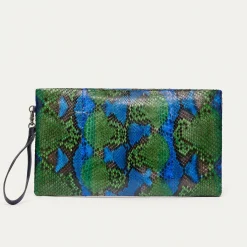 Best Claris Virot Lou Clutch Green Blue Water Lily Python