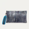 Flash Sale Claris Virot Lou Clutch Ice Blue Metallic Python