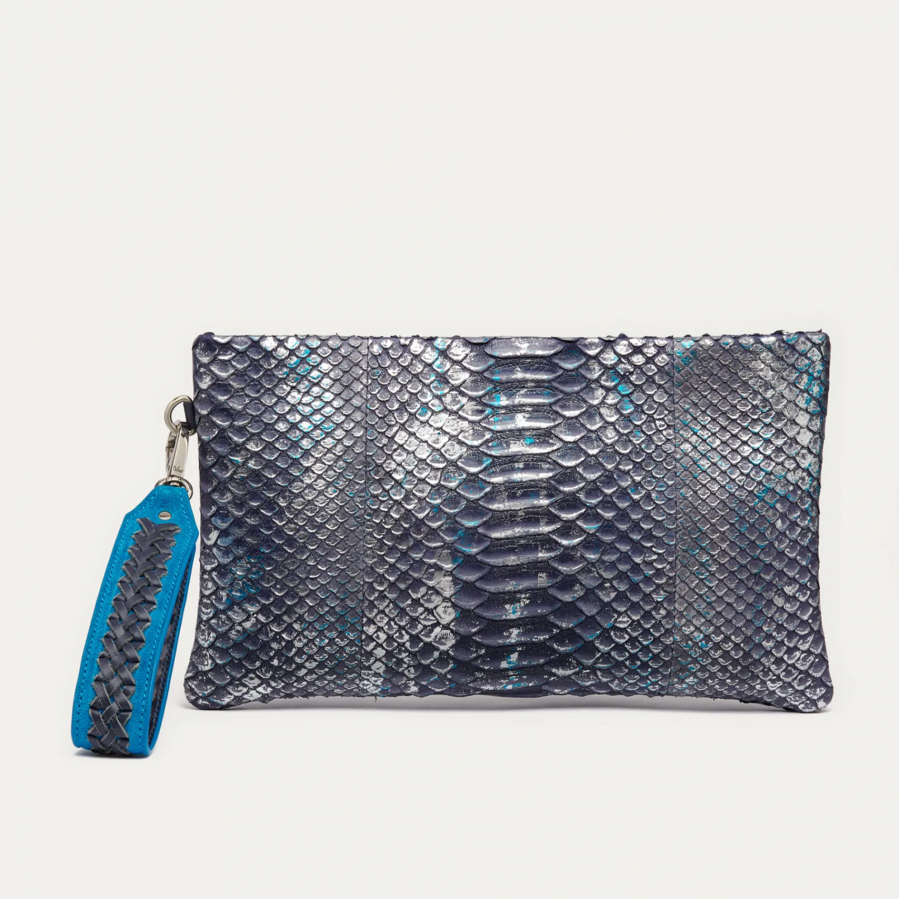 Flash Sale Claris Virot Lou Clutch Ice Blue Metallic Python