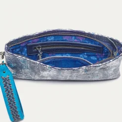 Flash Sale Claris Virot Lou Clutch Ice Blue Metallic Python
