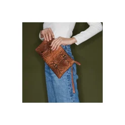 Discount Claris Virot Lou Clutch Moka Python