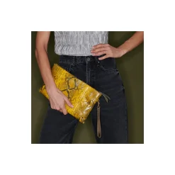 Fashion Claris Virot Lou Clutch Yellow Imperial Samurai Python