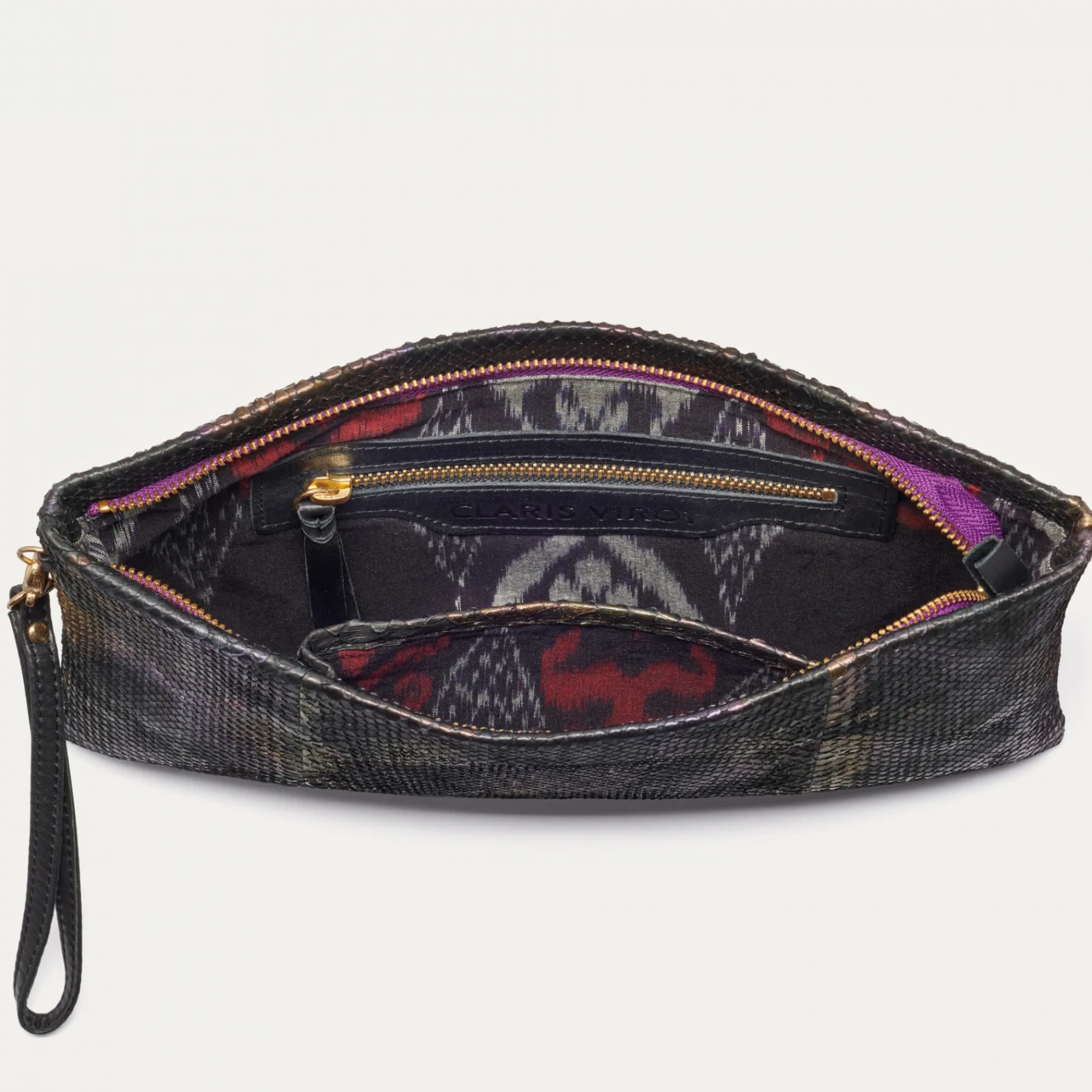 Shop Claris Virot Lou Clutch Carbon Python