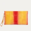 New Claris Virot Lou Clutch Red Orange Tatsu Python