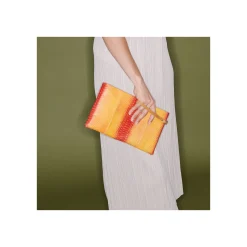 New Claris Virot Lou Clutch Red Orange Tatsu Python