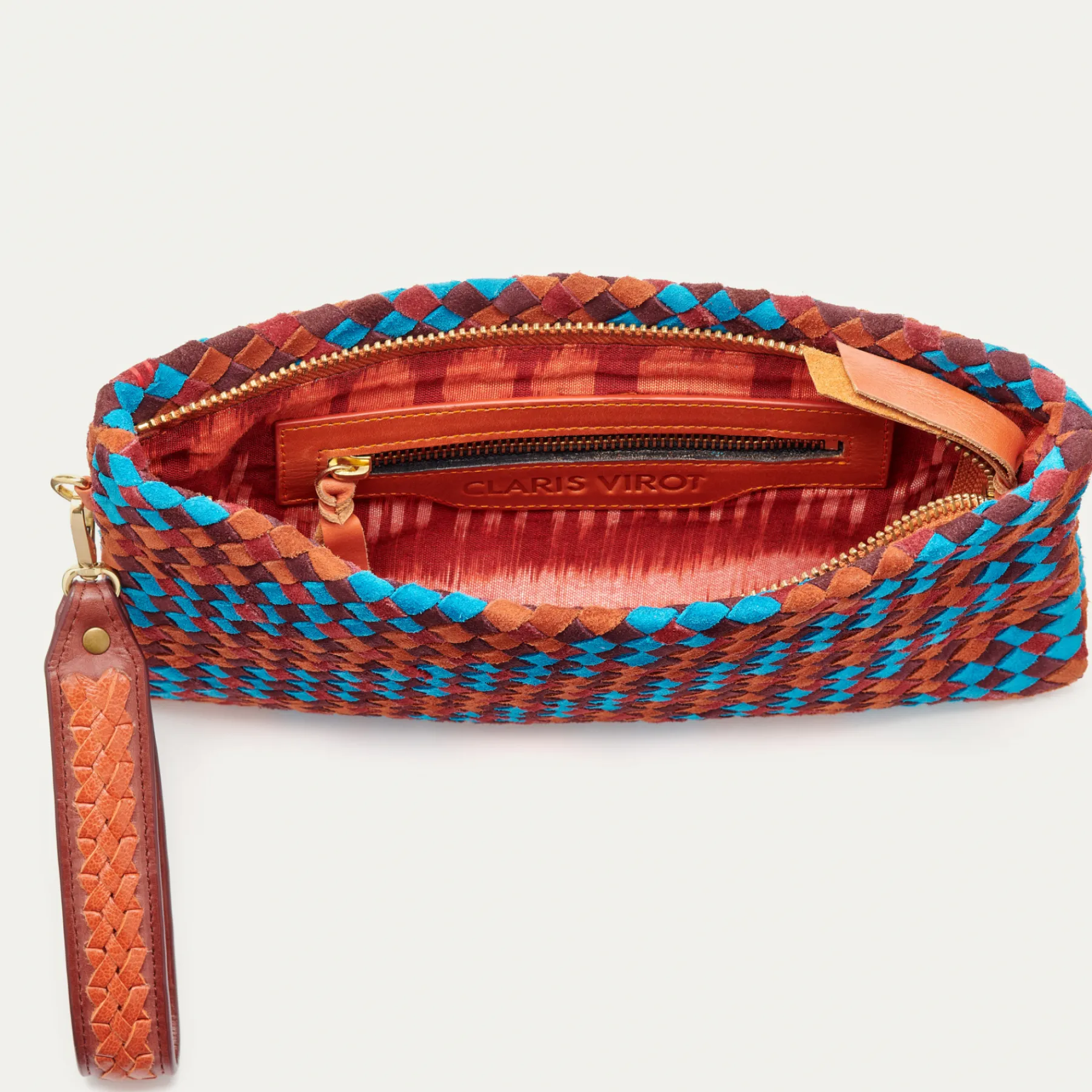 Shop Claris Virot Lou Clutch Braided Tricolor Leathers