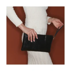 Online Claris Virot Lou Clutch Black Python