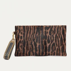 New Claris Virot Lou Clutch Ocelot Leather
