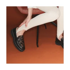 Shop Claris Virot Mia Mocassins Black And Ocelot Leathers