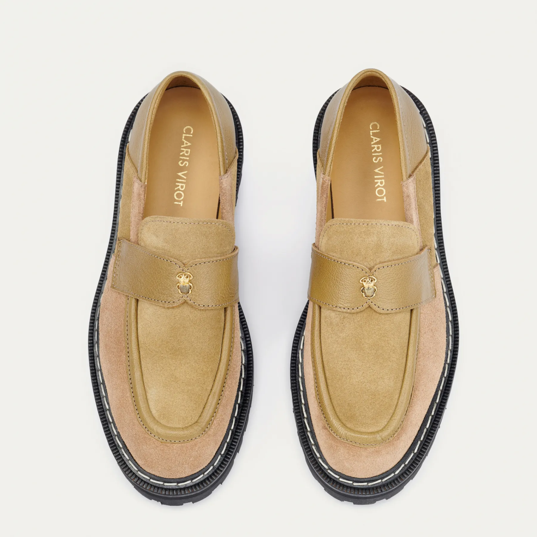 Store Claris Virot Mia Mocassins Grege Olive Leather