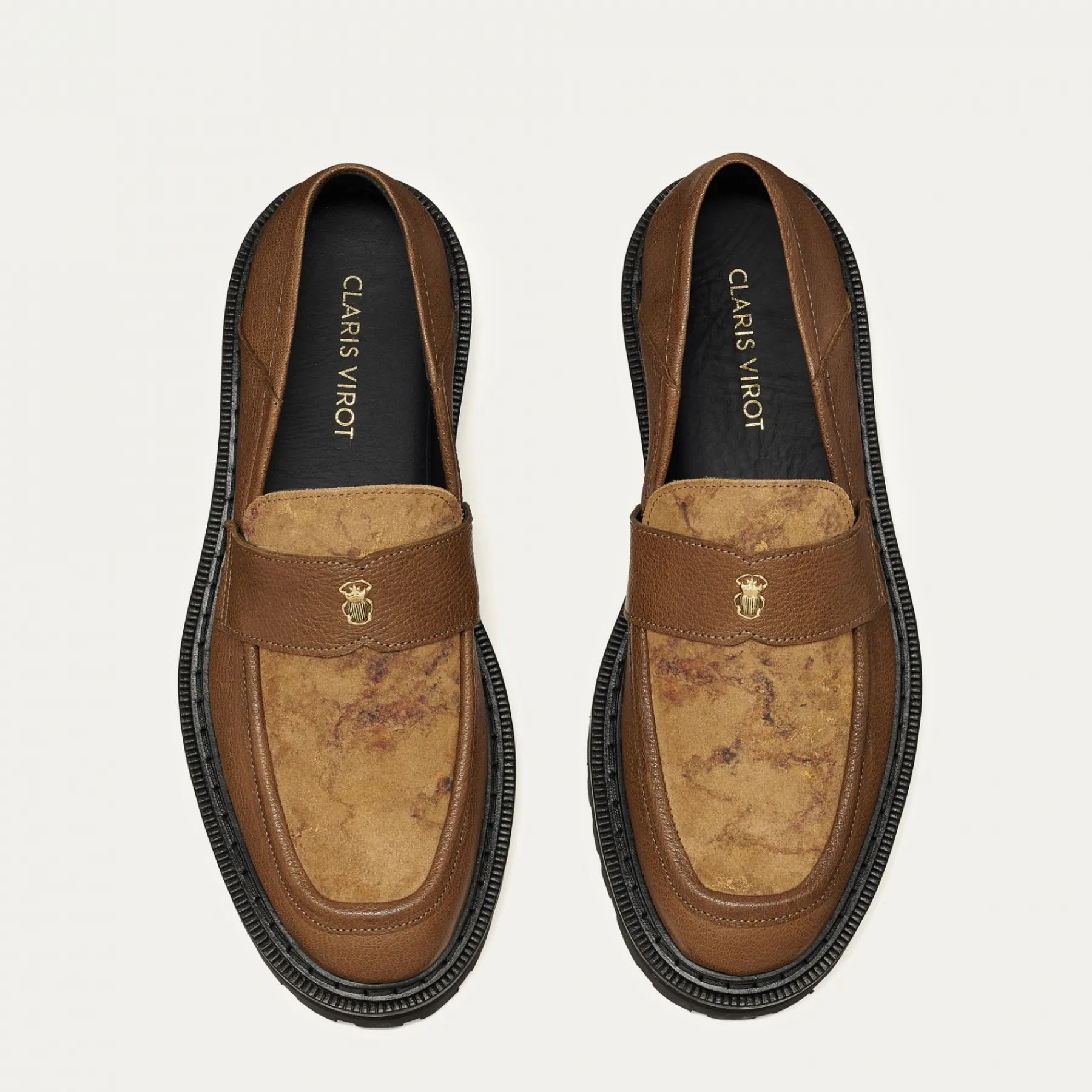 New Claris Virot Mia Mocassins Kaki Leathers