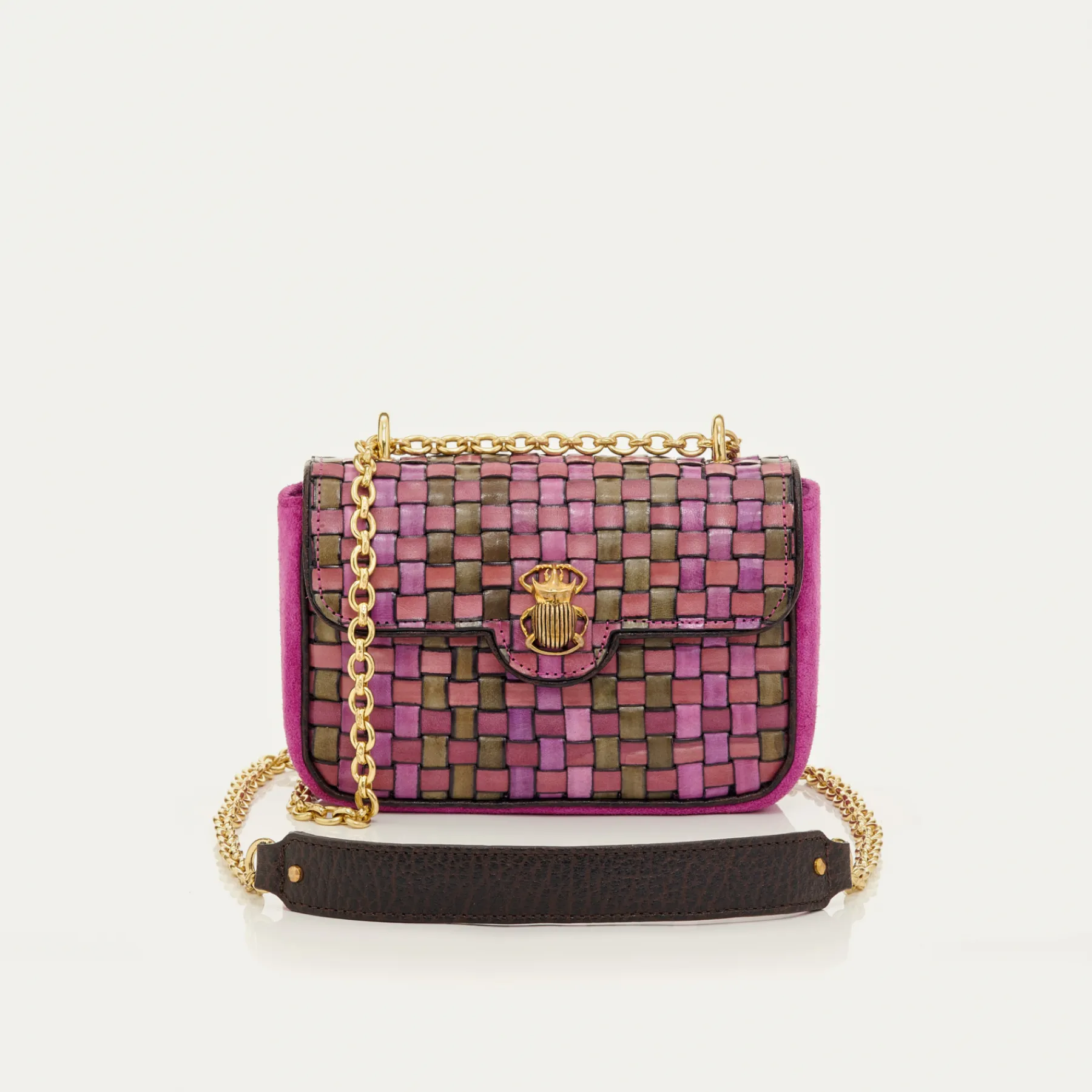 Shop Claris Virot Mini Ava Bag Sakura Pink Woven Leather