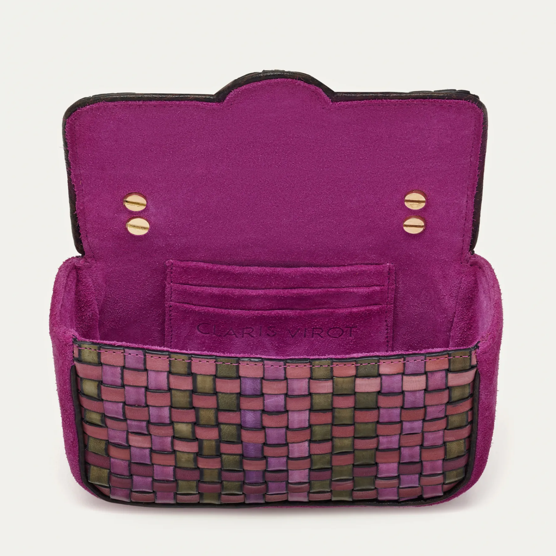 Shop Claris Virot Mini Ava Bag Sakura Pink Woven Leather