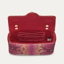 Shop Claris Virot Mini Ava Bag Pink Burgundy Python