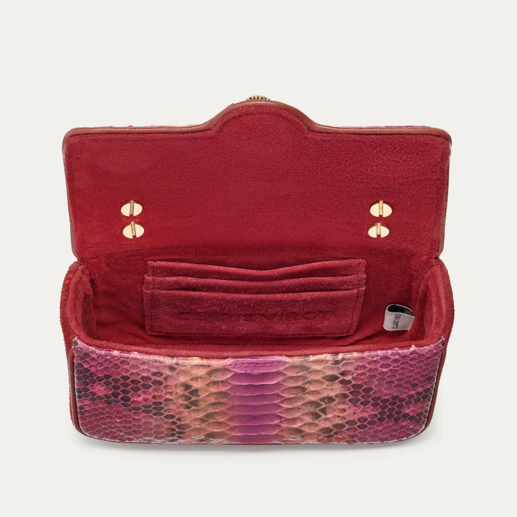 Shop Claris Virot Mini Ava Bag Pink Burgundy Python