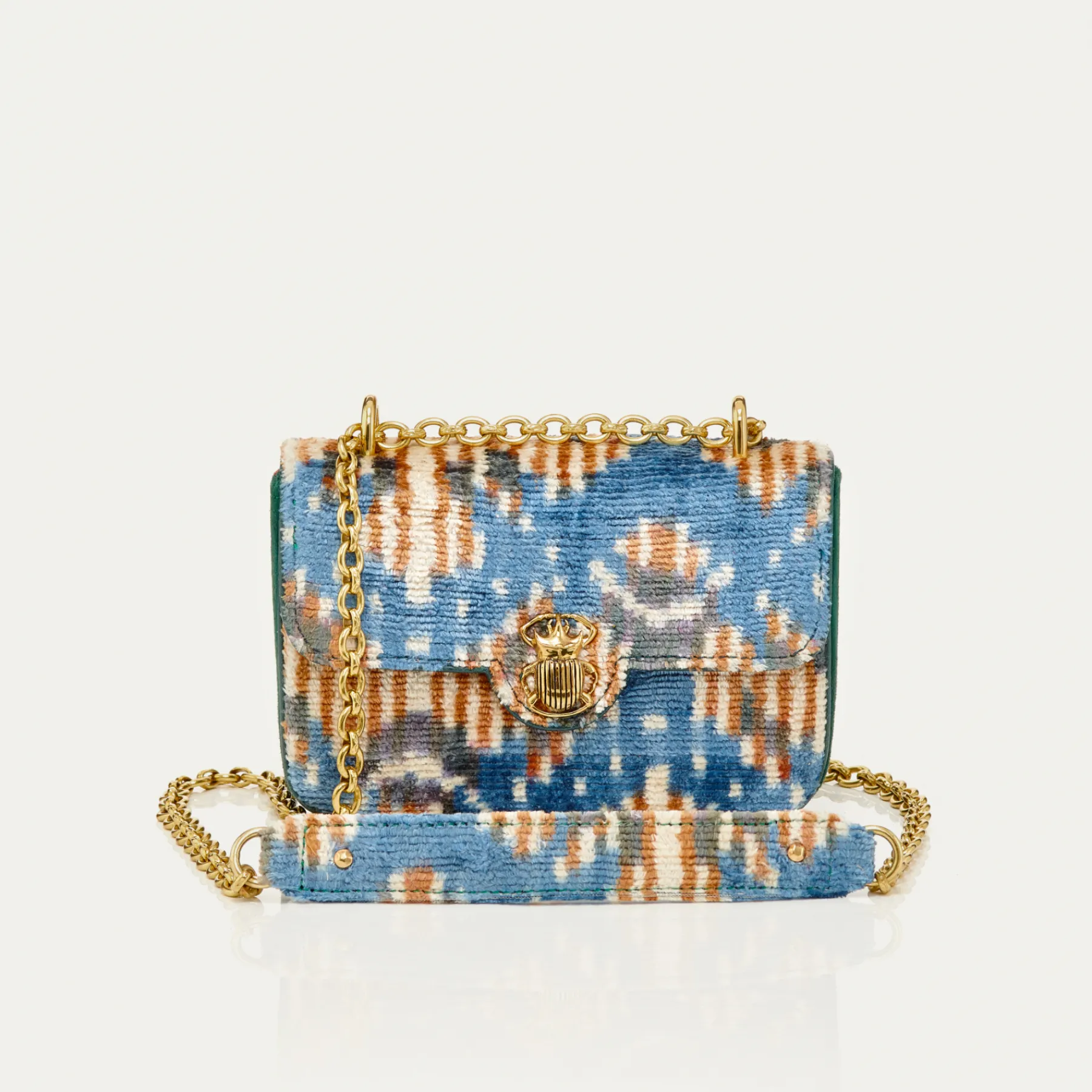 Best Sale Claris Virot Mini Ava Bag Blue Snowflake Silk Velvet
