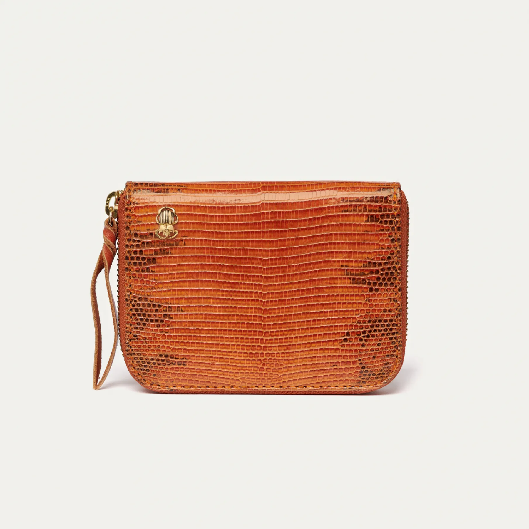 New Claris Virot Mini Bob Wallet Caramel Kocha Lizard
