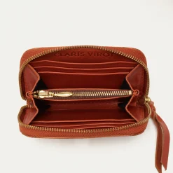 New Claris Virot Mini Bob Wallet Caramel Kocha Lizard