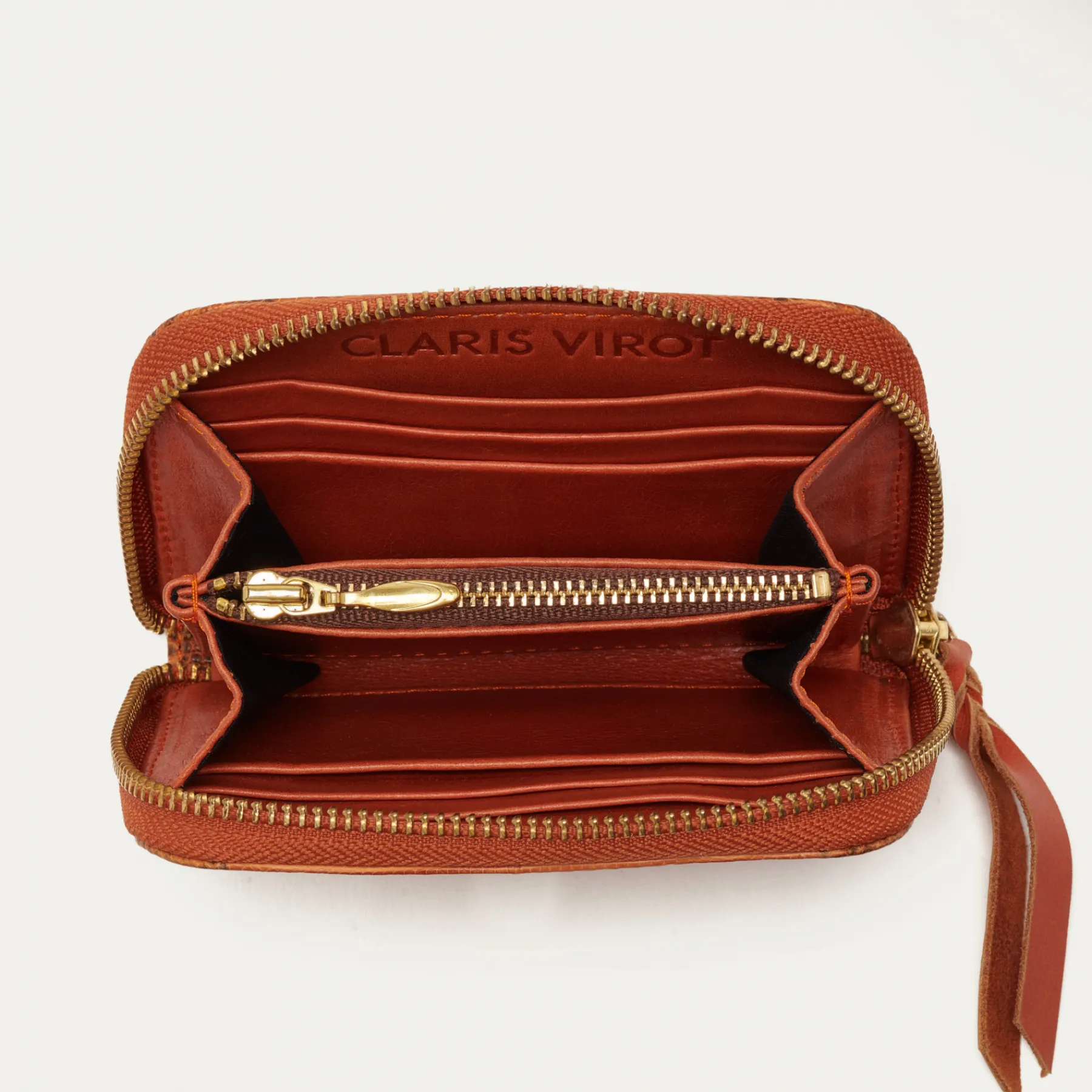 New Claris Virot Mini Bob Wallet Caramel Kocha Lizard