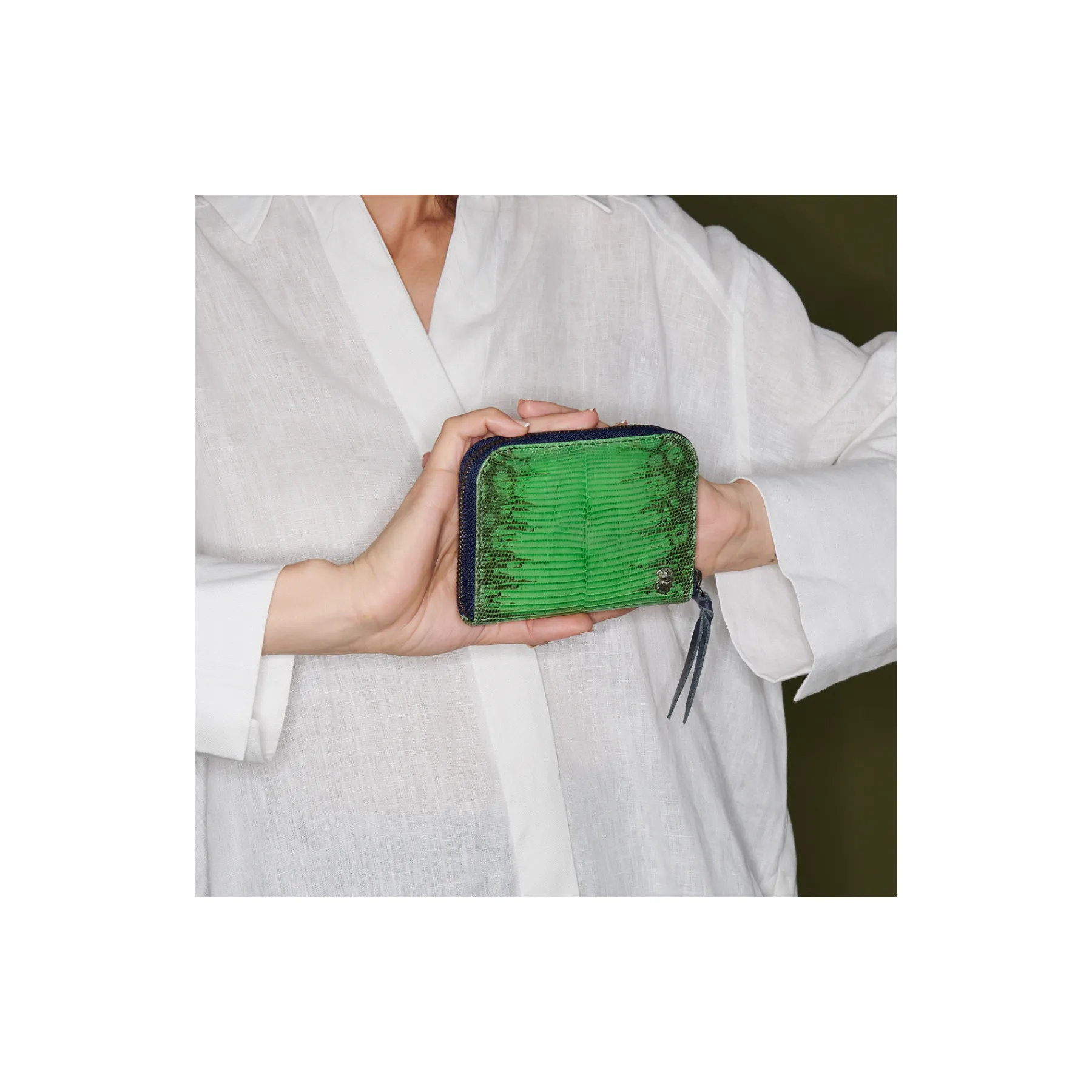 New Claris Virot Mini Bob Wallet Green Yuzu Lizard