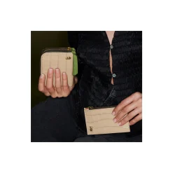 Discount Claris Virot Mini Bob Wallet Sesame Beige Embossed Croco