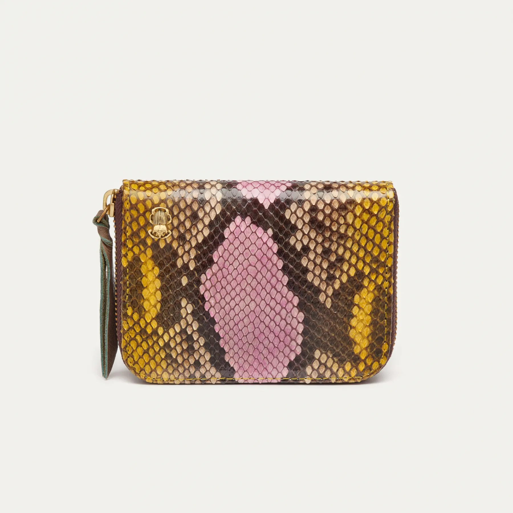 Hot Claris Virot Mini Bob Wallet Stone Hand Painted Python